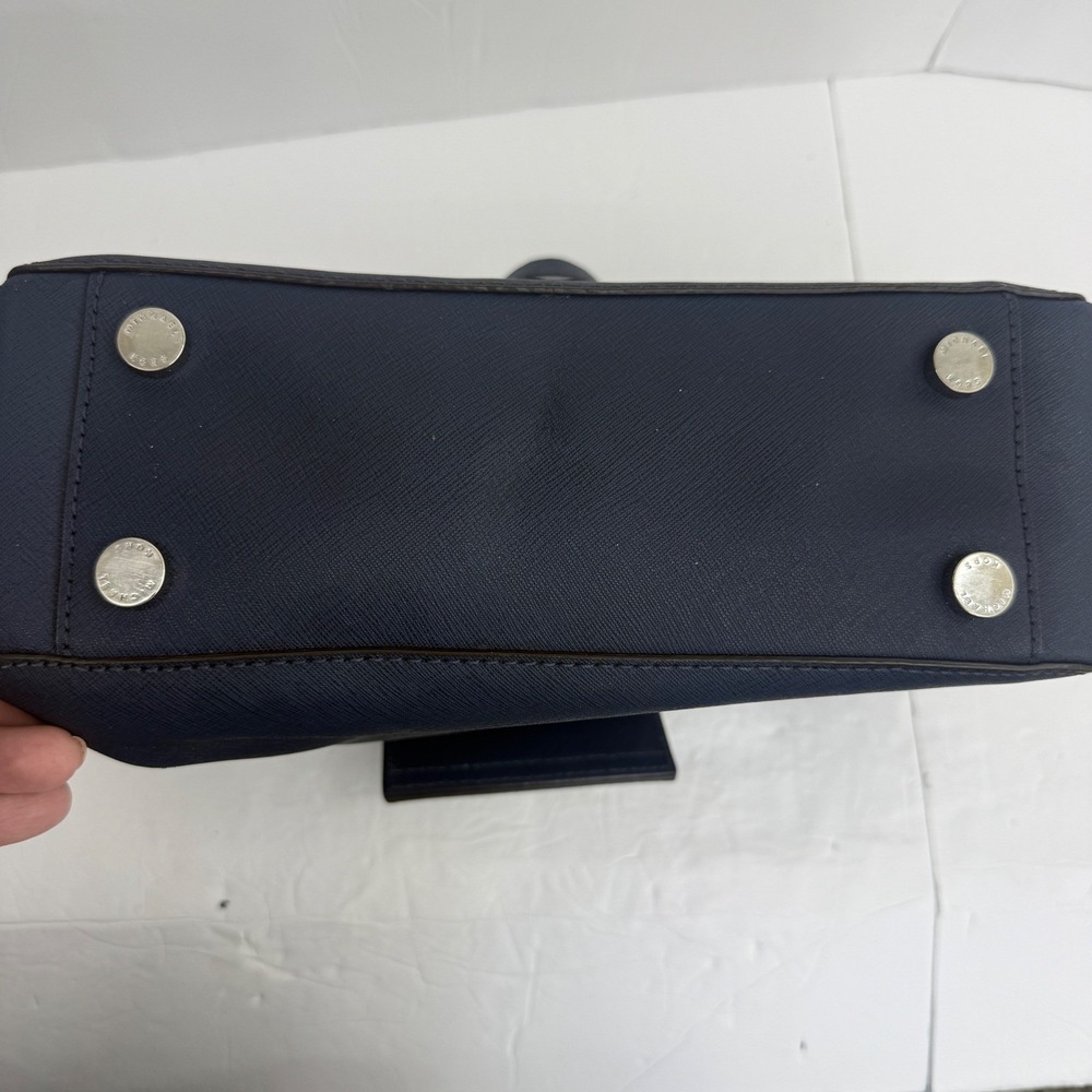 Michael Kors‎ Tote Bag Small Navy Blue Lana Saffiano Leather Silver Hardware - Picture 10 of 11